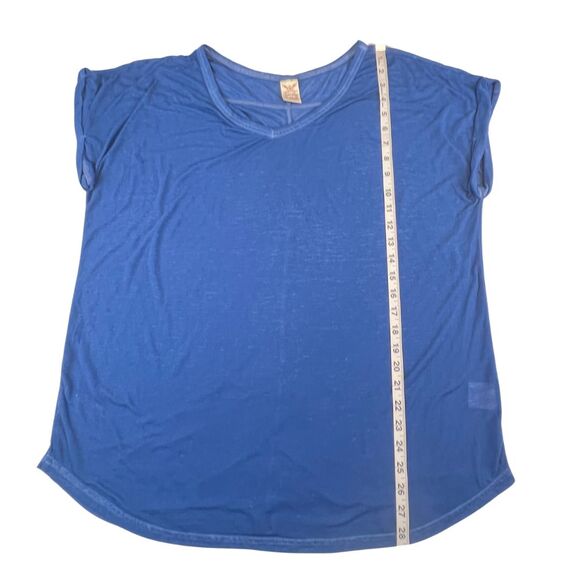 Faded Glory Longline Top XL Blue Airy Sheer Flowy Layering Tee Drapey Knit Shirt - Picture 4 of 13